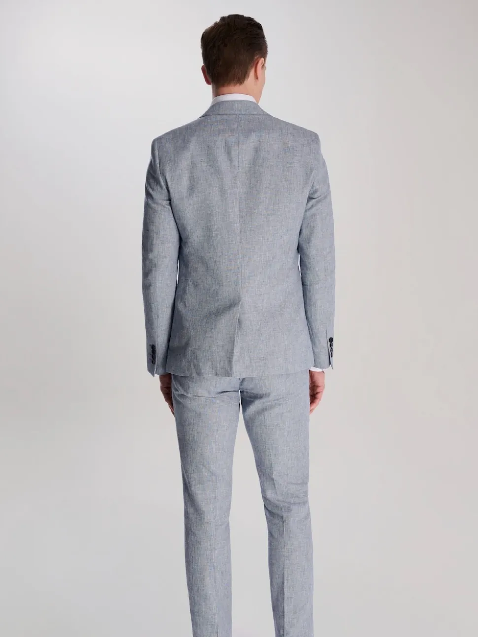 Harry Brown Blue Giacomo Slim Fit Cotton Linen Suit Jacket