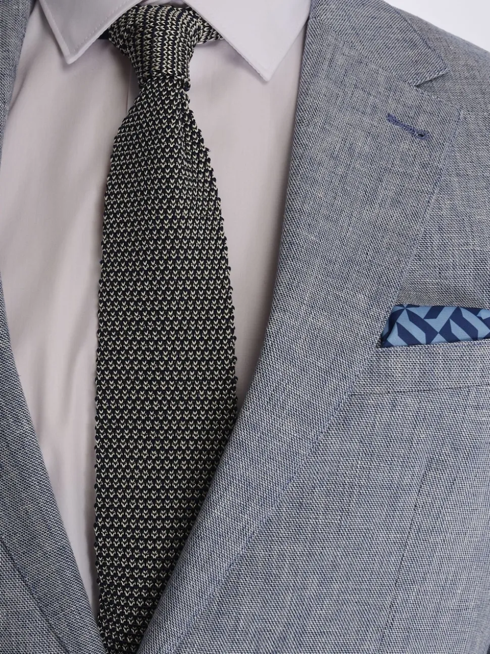 Harry Brown Blue Giacomo Slim Fit Cotton Linen Suit Jacket