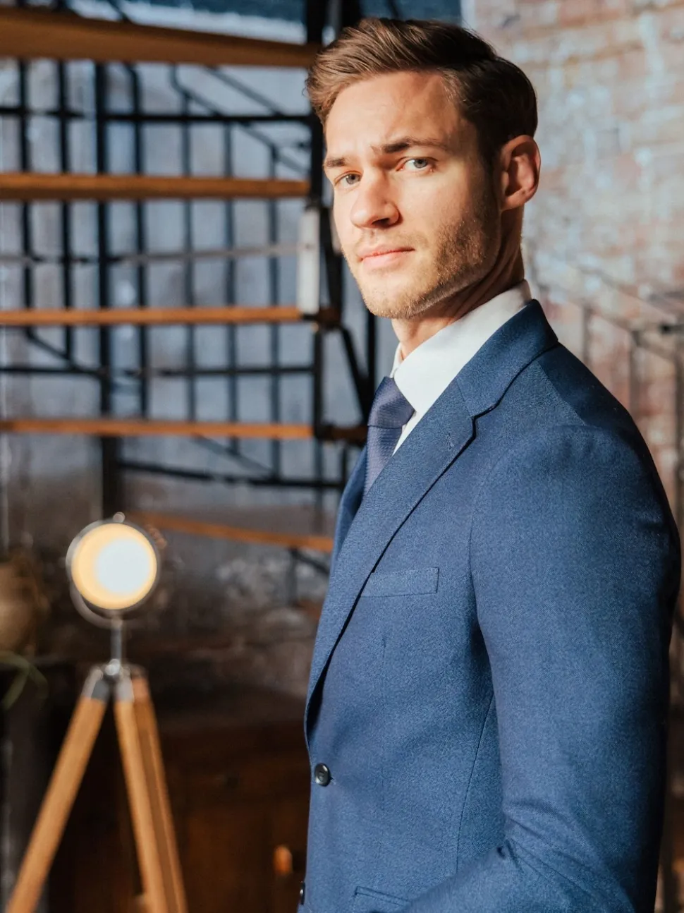 Harry Brown Blue Slim Fit Suit Archie Melange Jacket