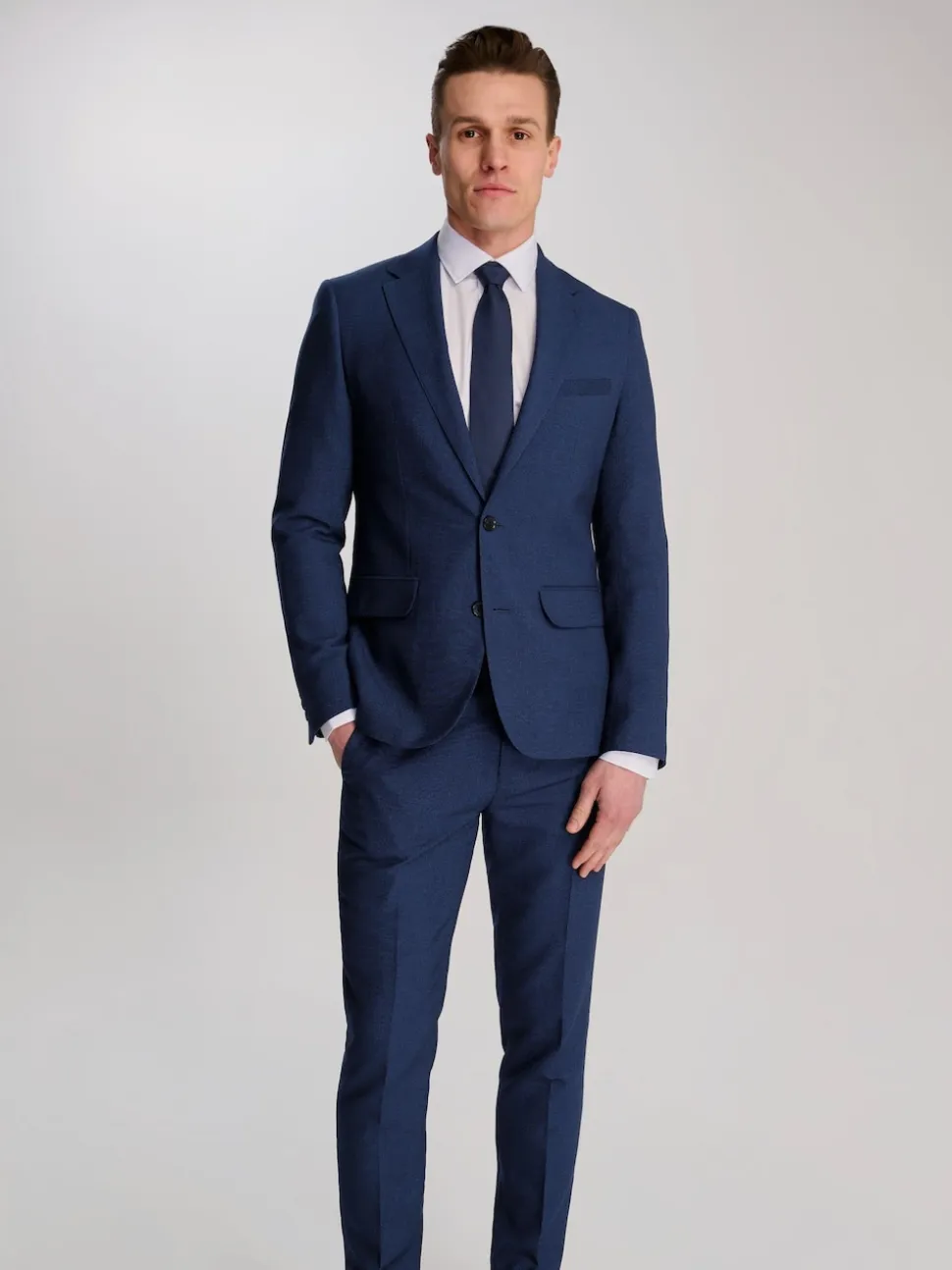 Harry Brown Blue Slim Fit Suit Archie Melange Jacket