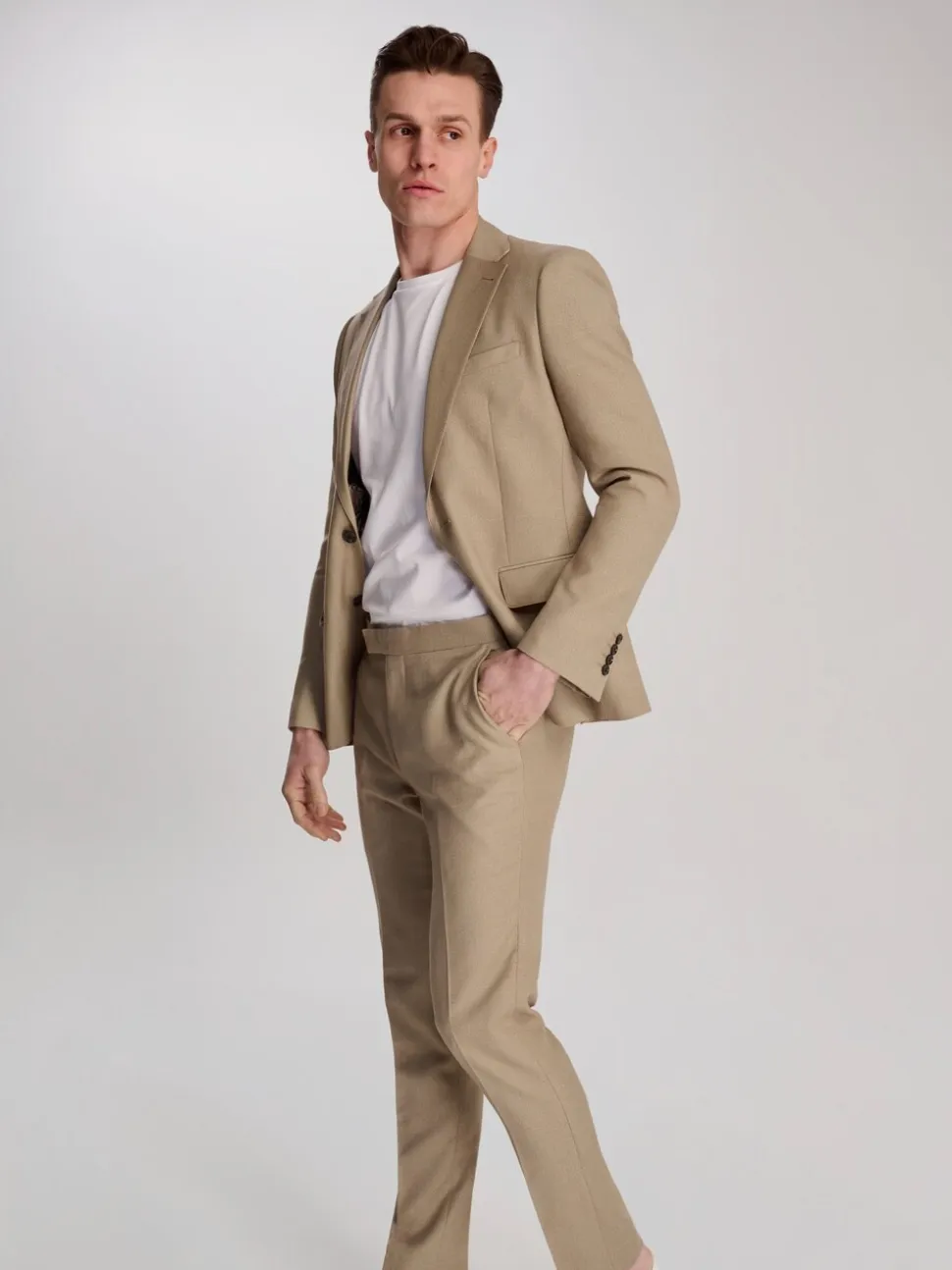 Harry Brown Brown Slim Fit Suit Archie Melange Jacket