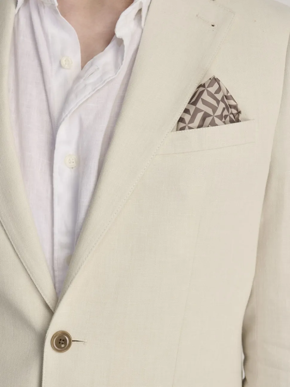 Harry Brown Cream Giacomo Slim Fit Cotton Linen Suit Jacket