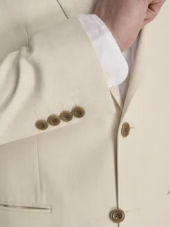Harry Brown Cream Giacomo Slim Fit Cotton Linen Suit Jacket