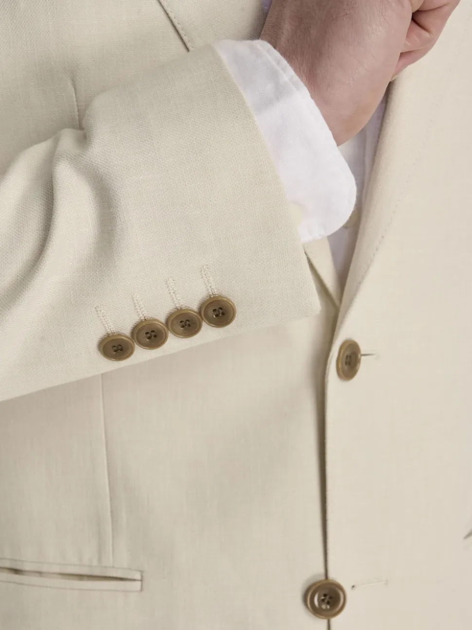 Harry Brown Cream Giacomo Slim Fit Cotton Linen Suit Jacket