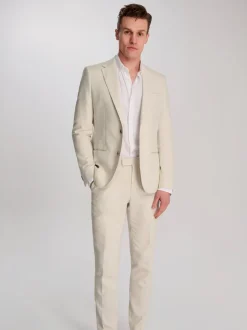 Harry Brown Cream Giacomo Slim Fit Cotton Linen Suit Jacket
