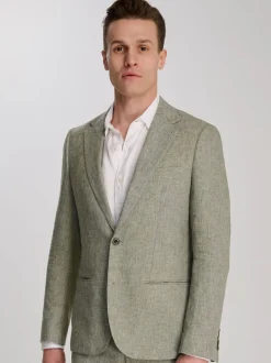 Harry Brown Green Giacomo Slim Fit Cotton Linen Suit Jacket