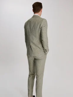 Harry Brown Green Giacomo Slim Fit Cotton Linen Suit Jacket