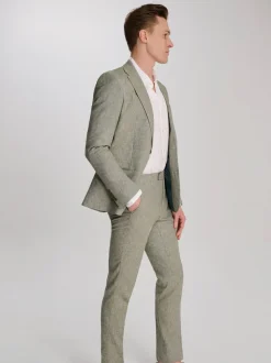 Harry Brown Green Giacomo Slim Fit Cotton Linen Suit Jacket