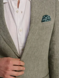 Harry Brown Green Giacomo Slim Fit Cotton Linen Suit Jacket