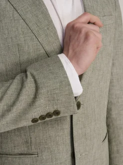 Harry Brown Green Giacomo Slim Fit Cotton Linen Suit Jacket