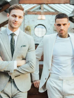 Harry Brown Green Giacomo Slim Fit Cotton Linen Suit Jacket