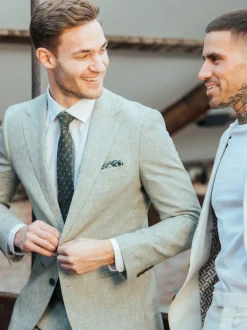 Harry Brown Green Giacomo Slim Fit Cotton Linen Suit Jacket