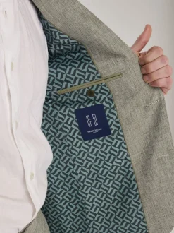 Harry Brown Green Giacomo Slim Fit Cotton Linen Suit Jacket