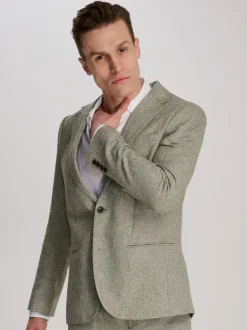 Harry Brown Green Giacomo Slim Fit Cotton Linen Suit Jacket