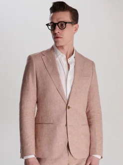 Harry Brown Pink Giacomo Slim Fit Cotton Linen Suit Jacket
