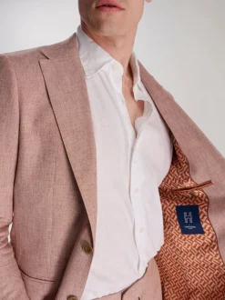 Harry Brown Pink Giacomo Slim Fit Cotton Linen Suit Jacket