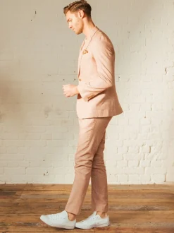 Harry Brown Pink Giacomo Slim Fit Cotton Linen Suit Jacket