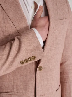 Harry Brown Pink Giacomo Slim Fit Cotton Linen Suit Jacket