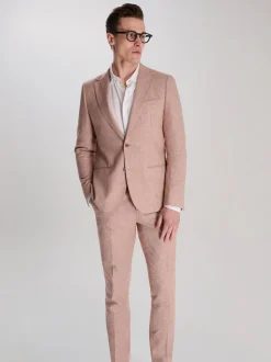 Harry Brown Pink Giacomo Slim Fit Cotton Linen Suit Jacket