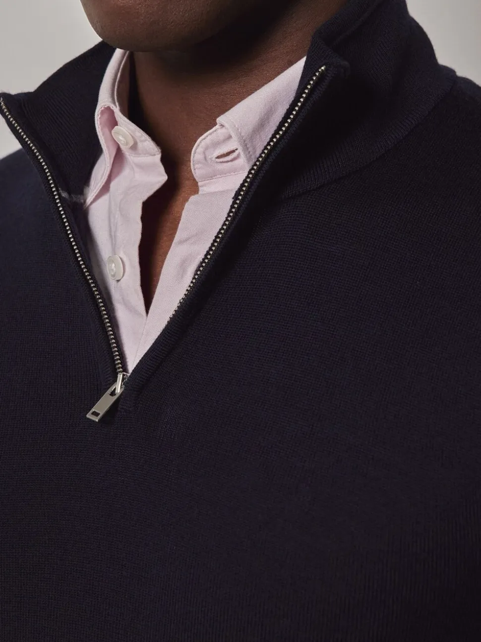 Hawes & Curtis Blue Merino 1/2 Zip Jumper