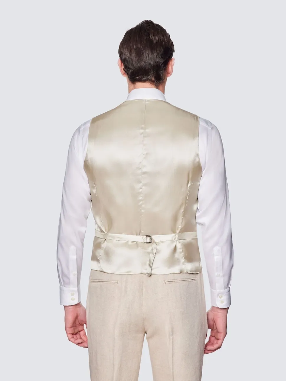 Hawes & Curtis Cream Tailored Italian 100% Linen Waistcoat