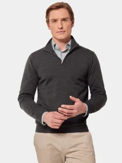 Hawes & Curtis Green Merino 1/2 Zip Jumper