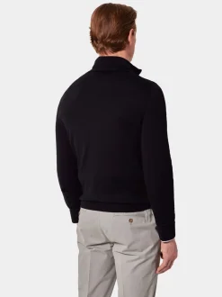 Hawes & Curtis Merino 1/2 Zip Black Jumper