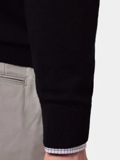 Hawes & Curtis Merino 1/2 Zip Black Jumper