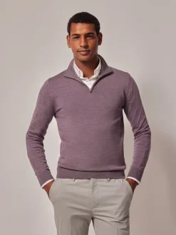 Hawes & Curtis Purple Merino 1/2 Zip Jumper