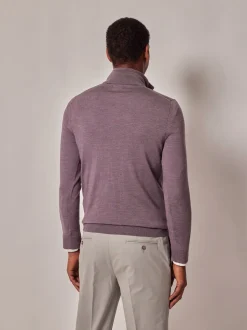 Hawes & Curtis Purple Merino 1/2 Zip Jumper