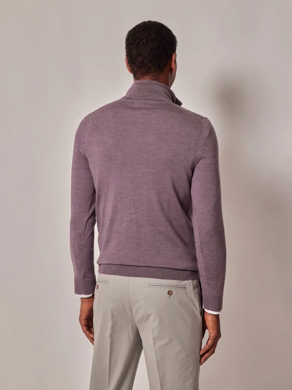 Hawes & Curtis Purple Merino 1/2 Zip Jumper