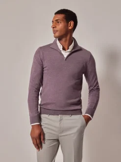 Hawes & Curtis Purple Merino 1/2 Zip Jumper