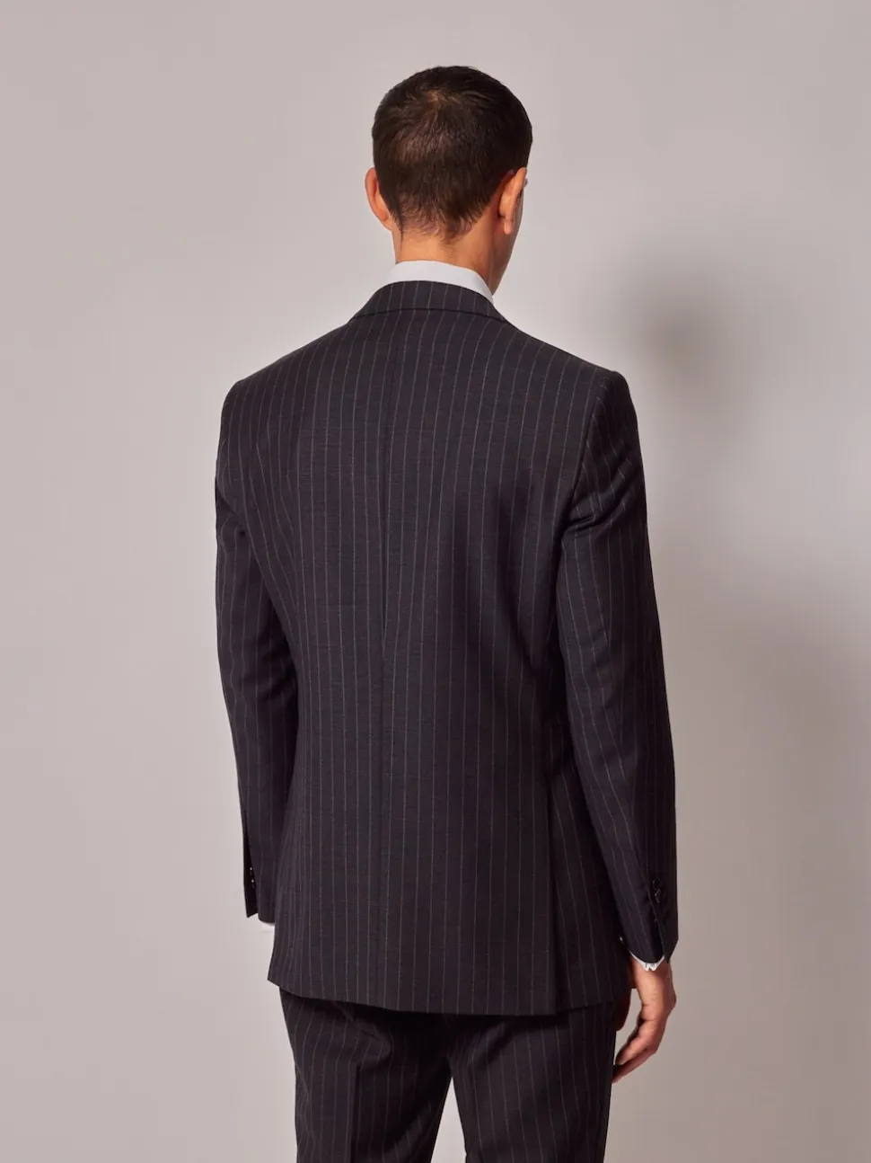 Hawes & Curtis Slim Chalk Stripe Black Suit Jacket
