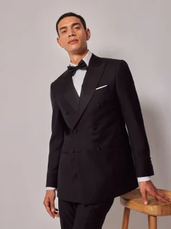 Hawes & Curtis Slim Dinner Double Breasted Black Suit Jacket