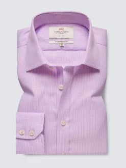 Hawes & Curtis Slim Non-Iron Dogtooth 100% Cotton Purple Shirt