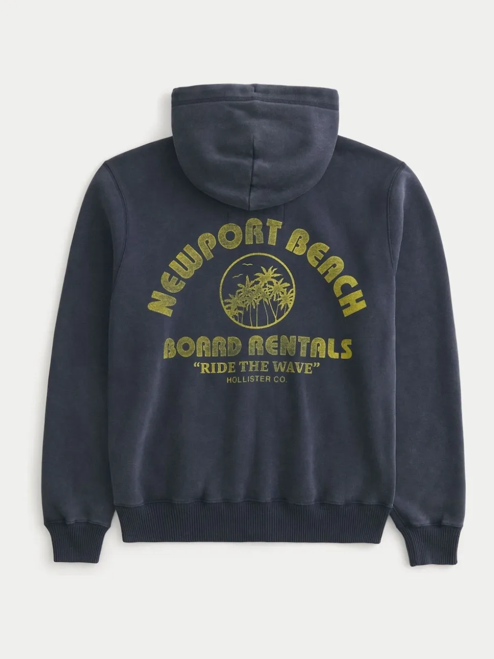 Hollister Blue Logo Waffle Lined Boxy Zip-Up Hoodie