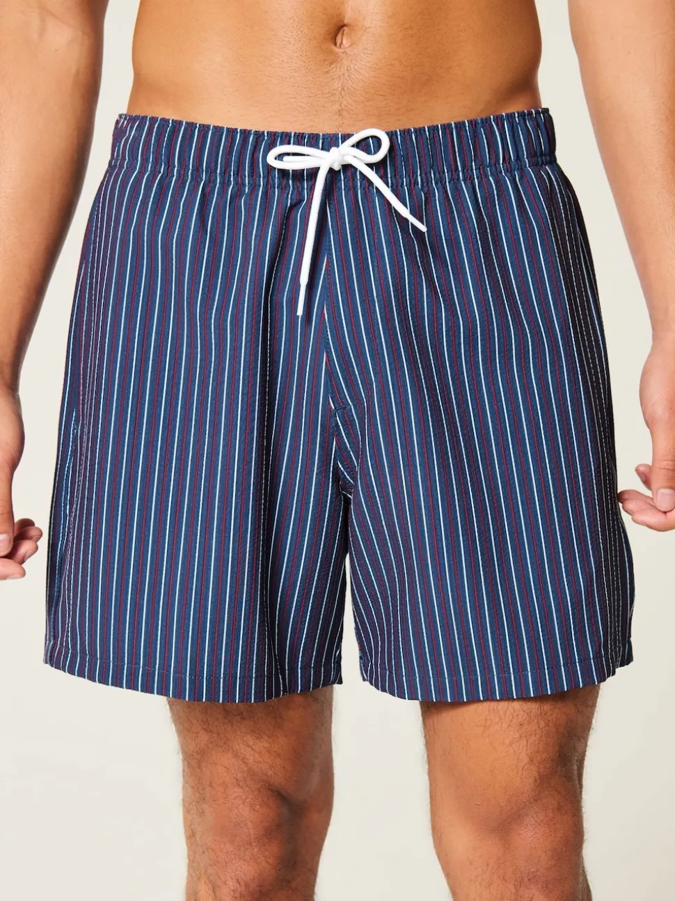 Hollister Blue Seersucker Stripe Swim Shorts