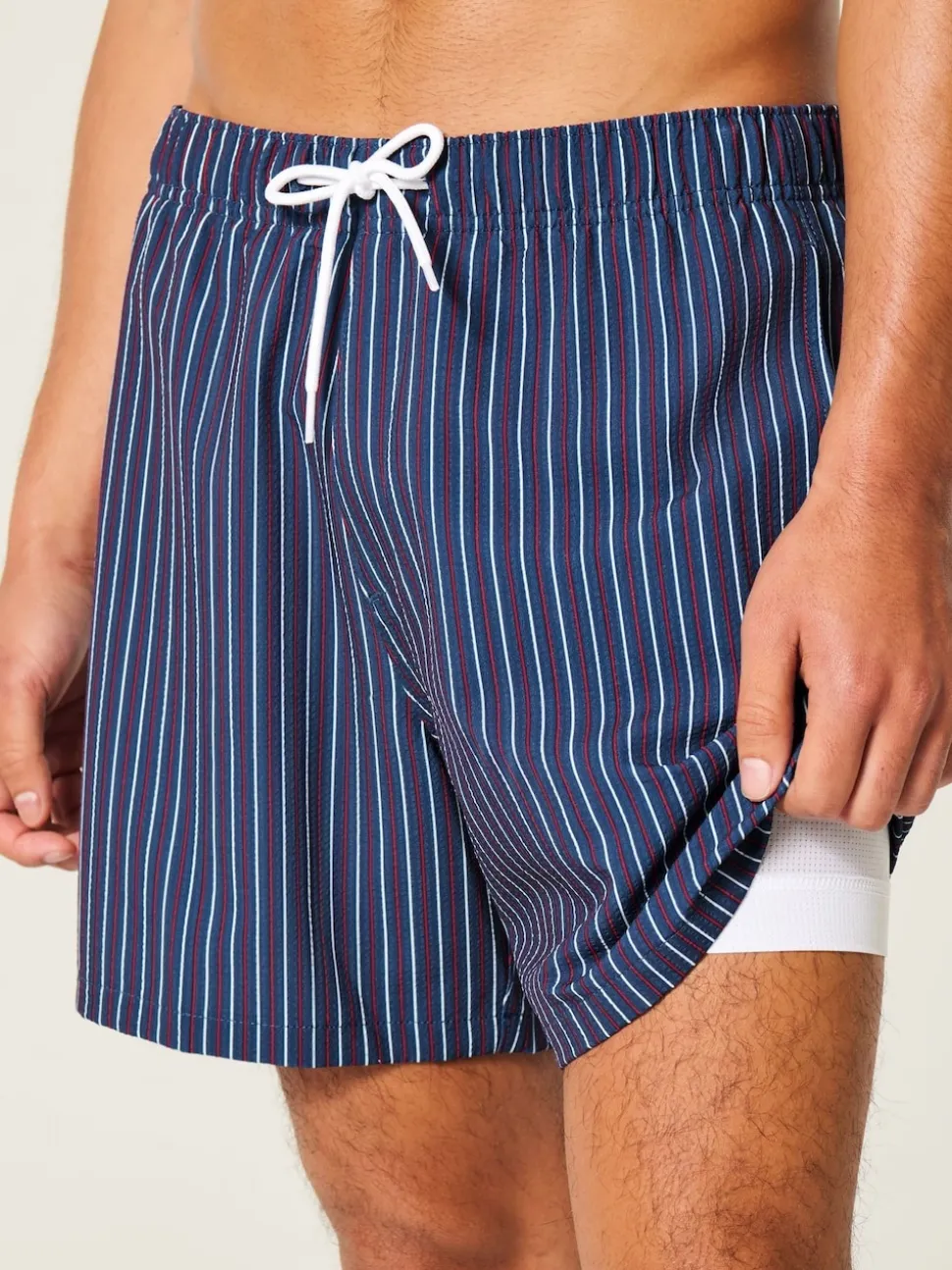 Hollister Blue Seersucker Stripe Swim Shorts