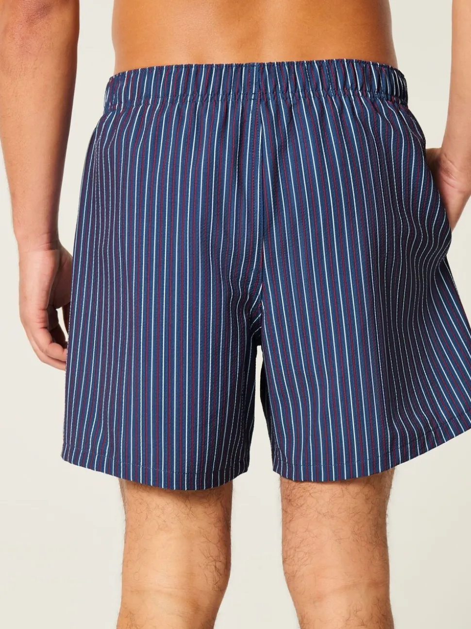 Hollister Blue Seersucker Stripe Swim Shorts