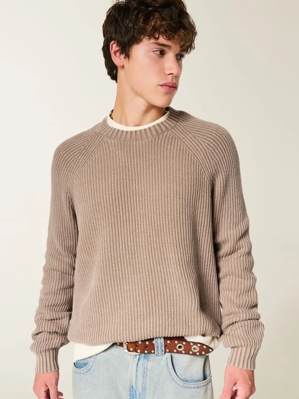 Hollister Boxy Crew Neck Long Sleeve Brown Jumper
