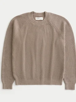 Hollister Boxy Crew Neck Long Sleeve Brown Jumper