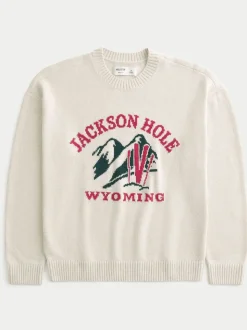 Hollister Cream Crew Neck Apres Ski Sweatshirt