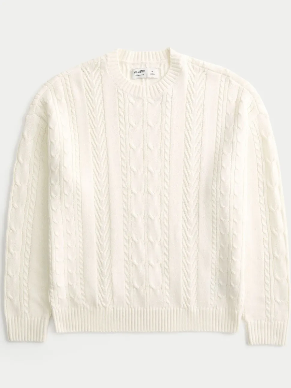 Hollister Cream Crew Neck Cable Knitted Jumper