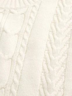 Hollister Cream Crew Neck Cable Knitted Jumper