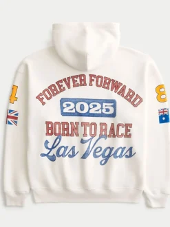 Hollister Cream McLaren Back Print Graphic Hoodie