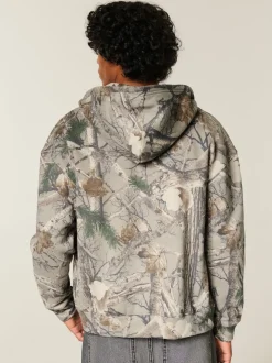 Hollister Grey Camo Print Logo Zip Through Hoodie