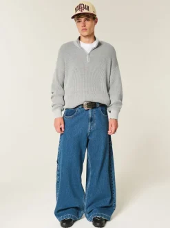 Hollister Long Sleeve Boxy Half Zip Jumper