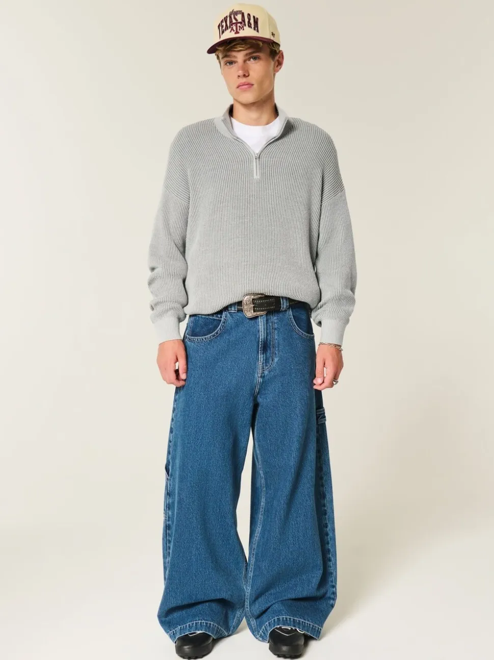 Hollister Long Sleeve Boxy Half Zip Jumper