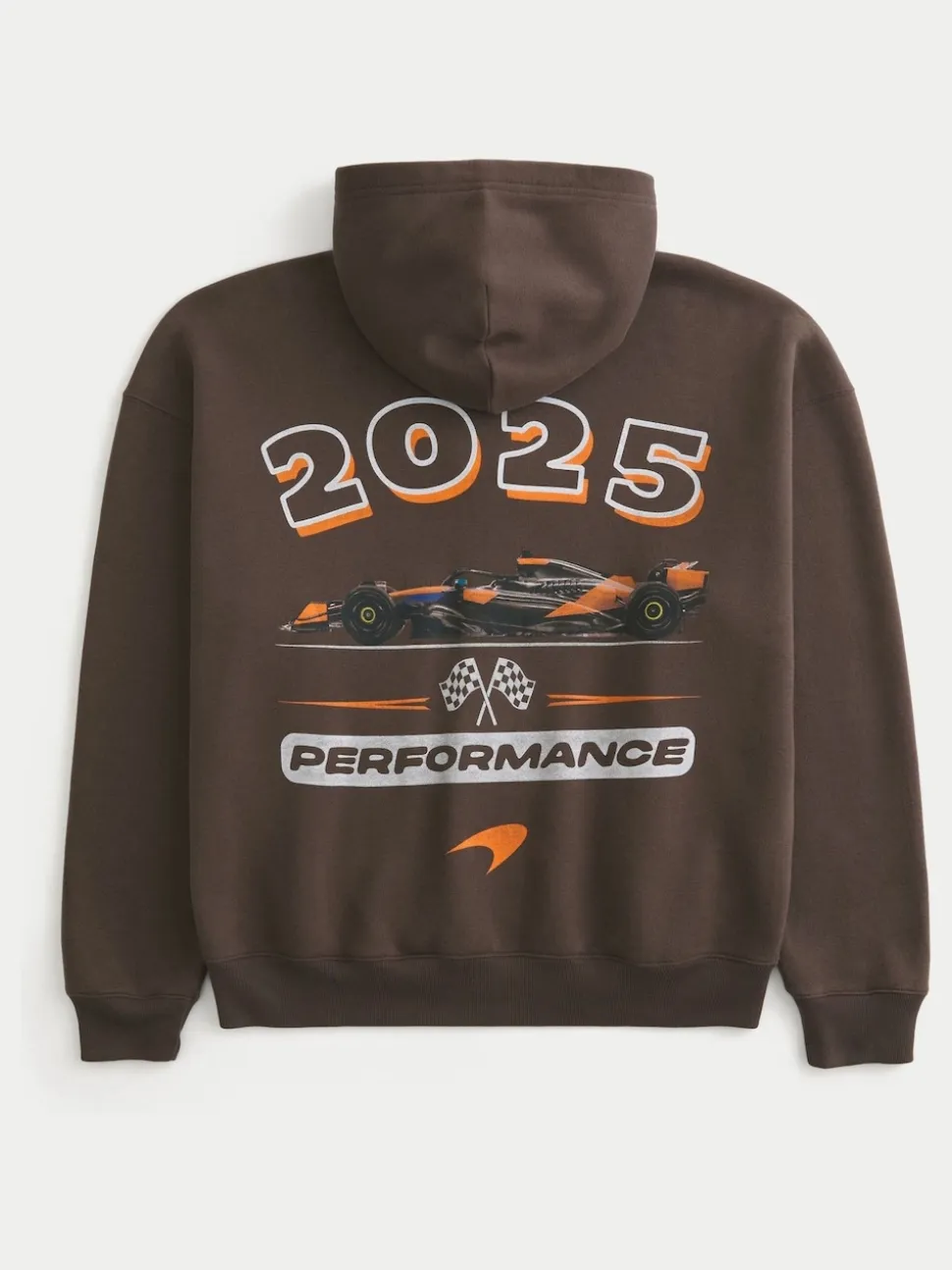 Hollister McLaren Back Print Graphic Zip Through Brown Hoodie