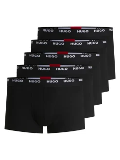 HUGO Black Hugo Logo Waistband Stretch Cotton Trunks 5 Pack